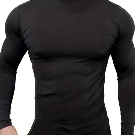 Men's Casual Pullover Shirts Long Sleeve Slim Fit Basic Solid Lightweight Turtleneck T-Shirt