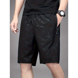 Men's Breathable Shorts With Pockets, Summer Rapid Dry Drawstring Sports Shorts For Running, Fitness, Training