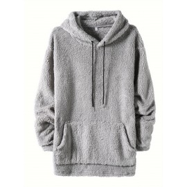 Cool Warm Fluffy Hoodies For Men, Men's Casual Snuddie Pullover Hooded Sweatshirt With Kangaroo Pocket Streetwear For Winter Fall, As Gifts