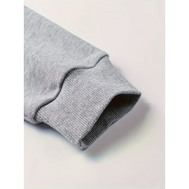 Trendy Grimace Print Men's Crew Neck Long Sleeve Sweatshirt, Casual Wear, Graphic Pullover, Men's Clothing For Spring Fall Winter